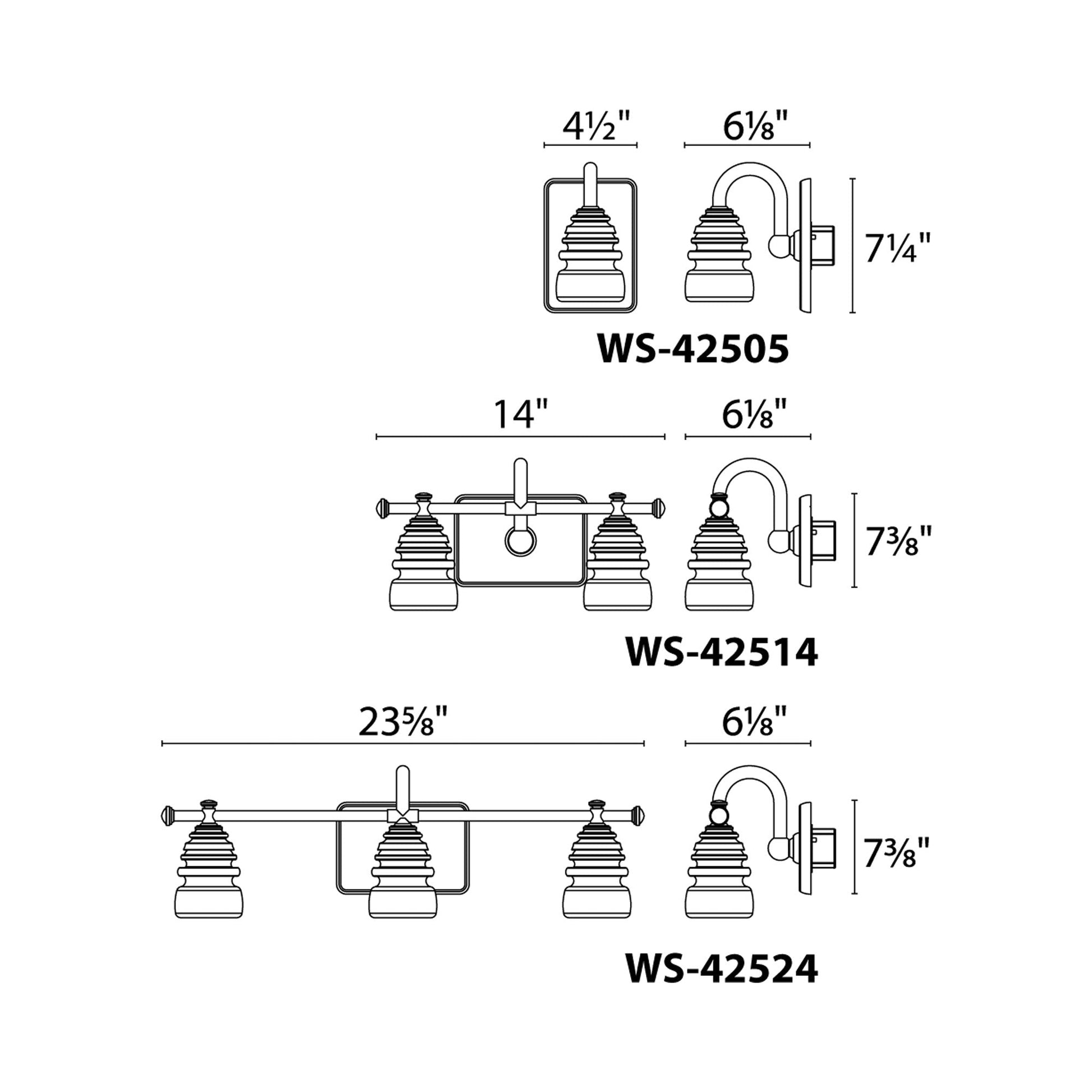 Rondelle LED Bath Vanity Light - line drawing.