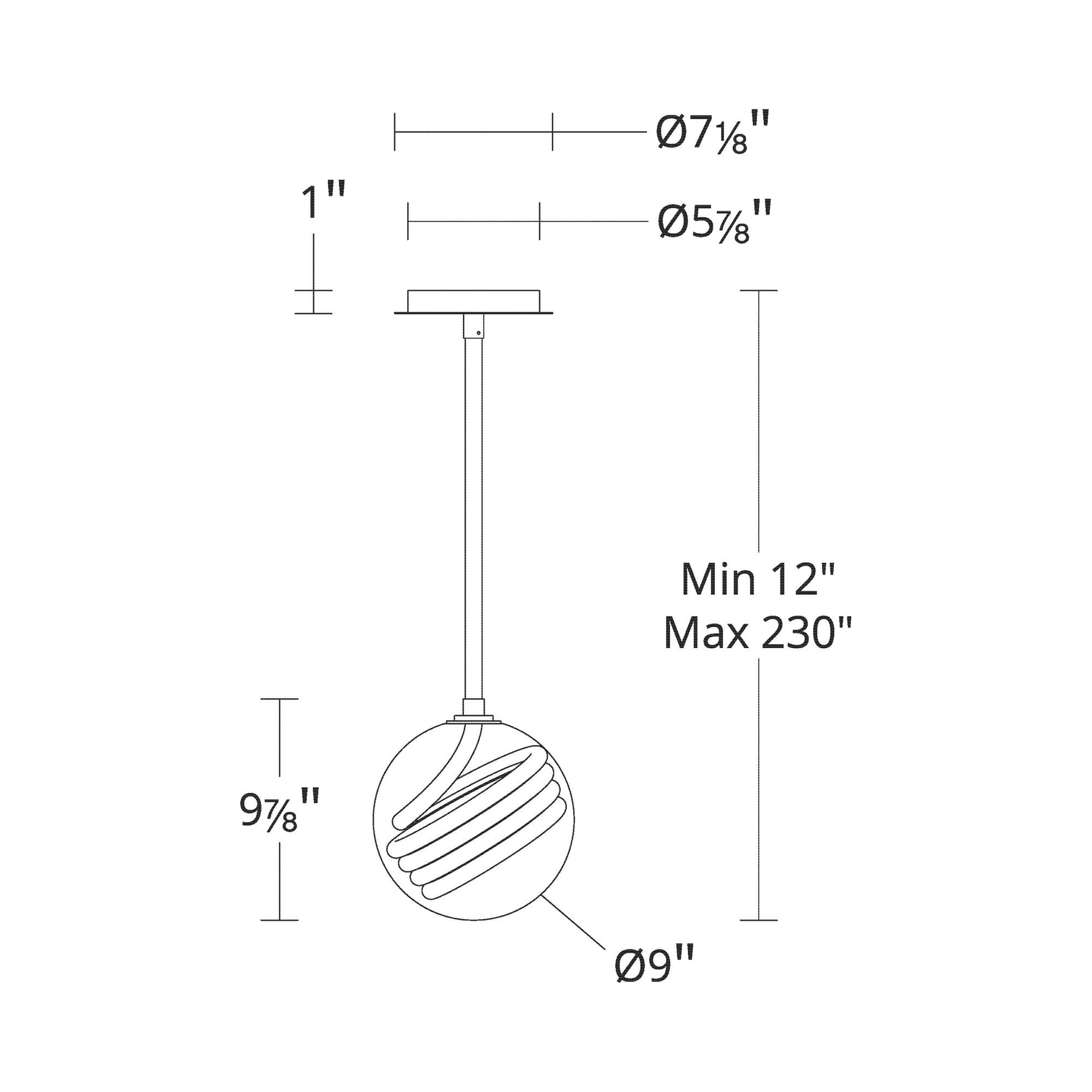 Roper LED Pendant Light - line drawing.