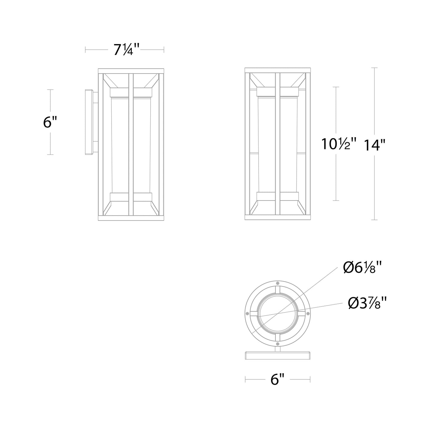 Roslyn Outdoor LED Wall Light - line drawing.