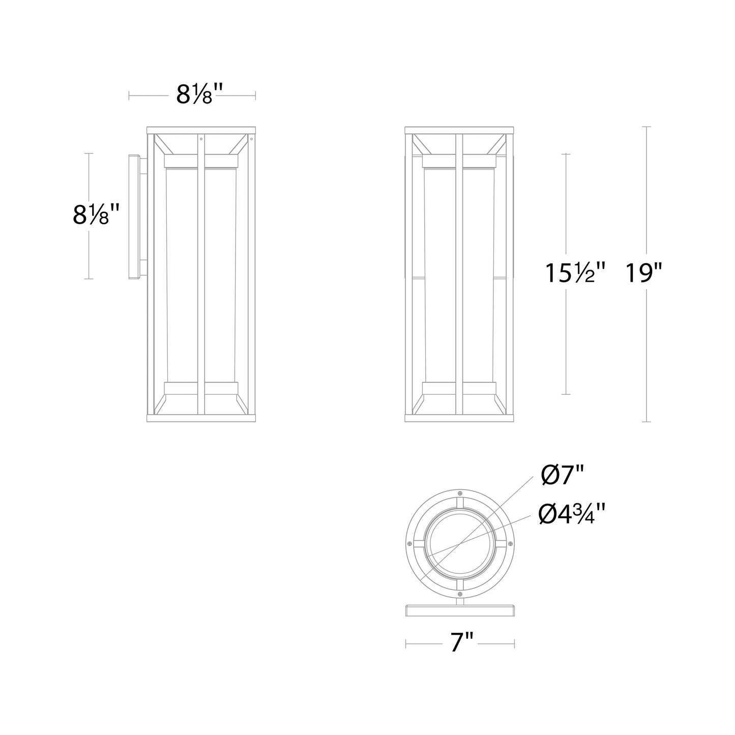 Roslyn Outdoor LED Wall Light - line drawing.