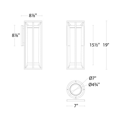 Roslyn Outdoor LED Wall Light - line drawing.