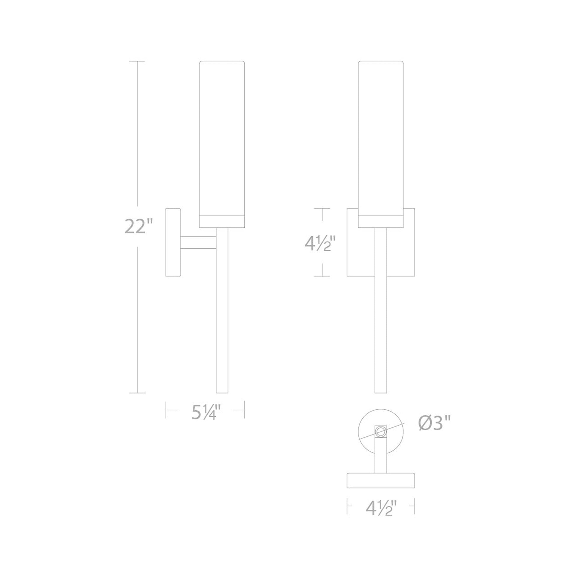 Saltaire LED Wall Light - line drawing.