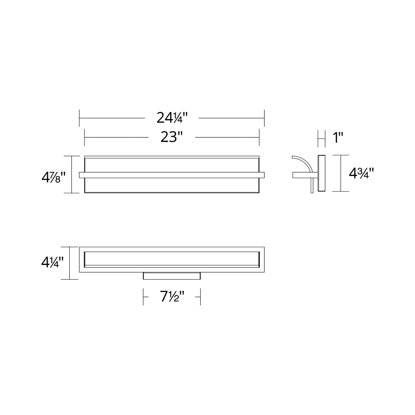 Shard LED Bath Wall Light - line drawing.