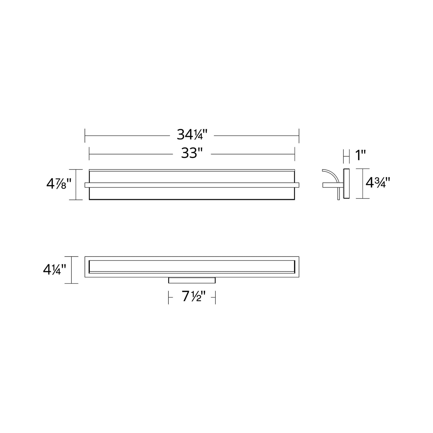 Shard LED Bath Wall Light - line drawing.