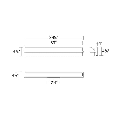 Shard LED Bath Wall Light - line drawing.