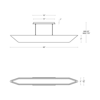 Shipmate LED Linear Pendant Light - line drawing.