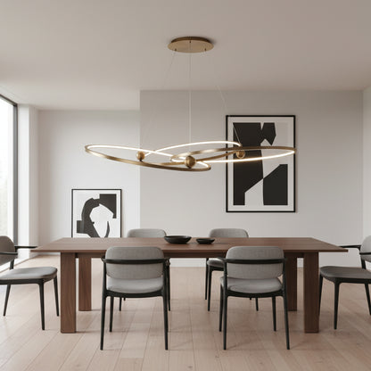 Sidewinder LED Chandelier in Aged Brass.