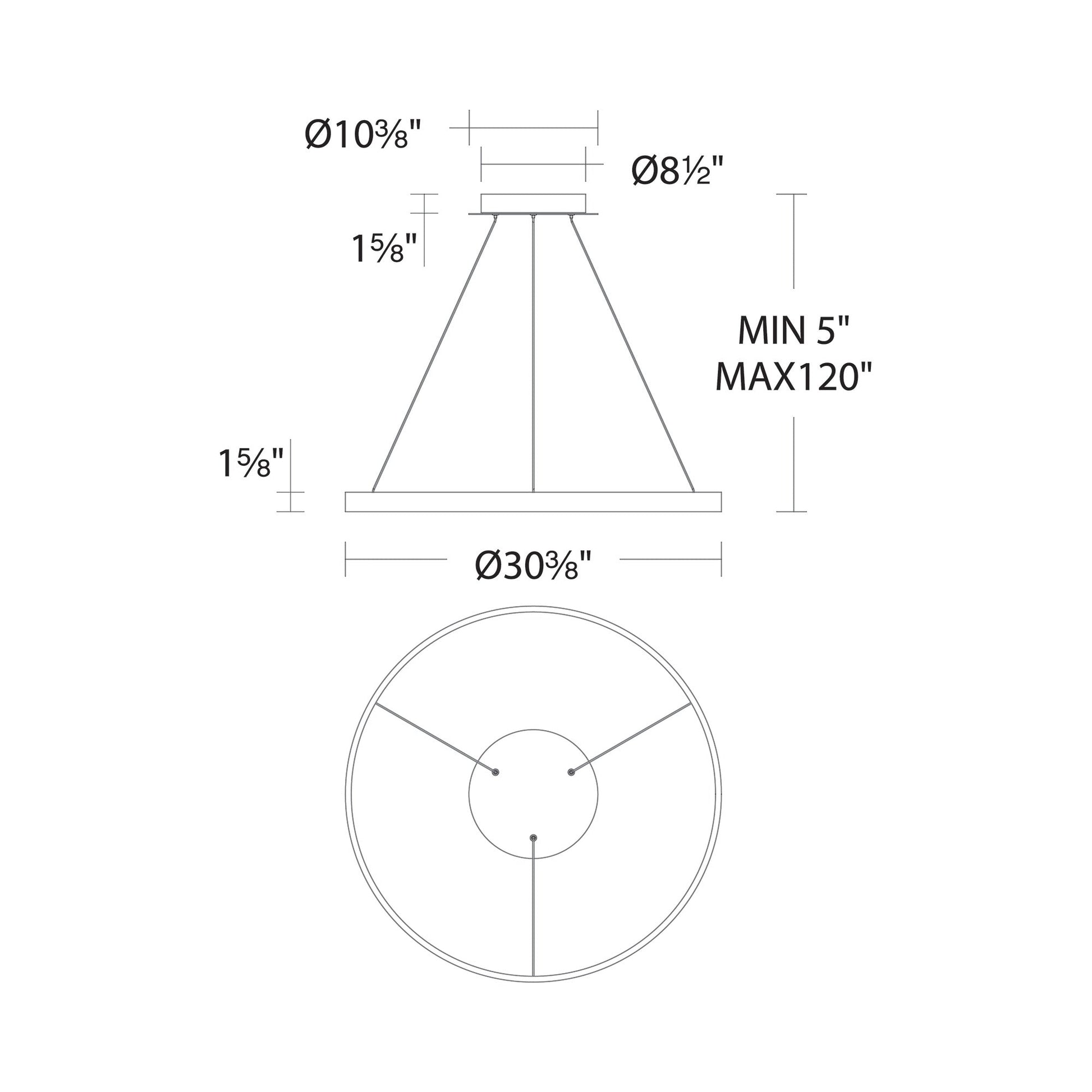 Sirius LED Pendant Light - line drawing.