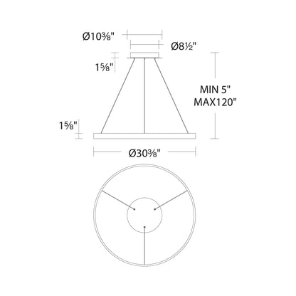 Sirius LED Pendant Light - line drawing.