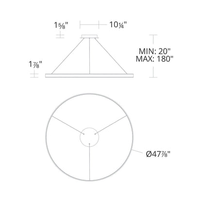 Sirius LED Pendant Light - line drawing.