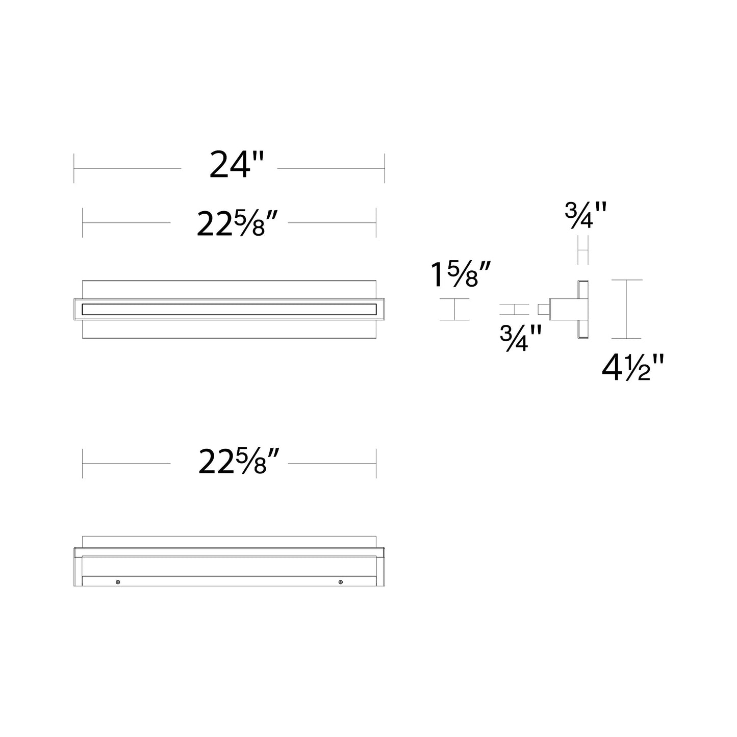 Skate LED Bath Wall Light - line drawing.