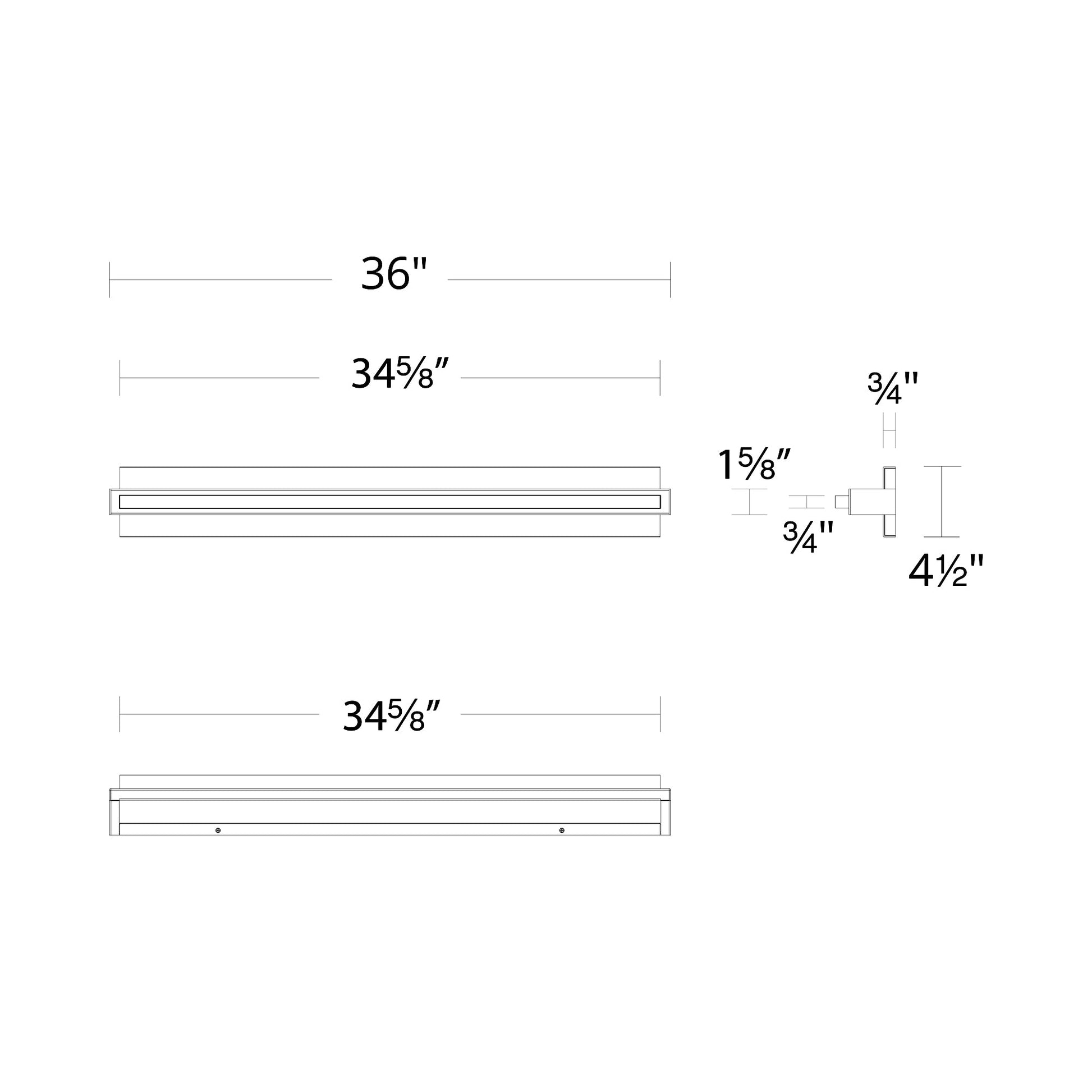 Skate LED Bath Wall Light - line drawing.