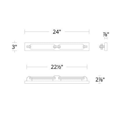 Spectacle LED Bath Wall Light - line drawing.