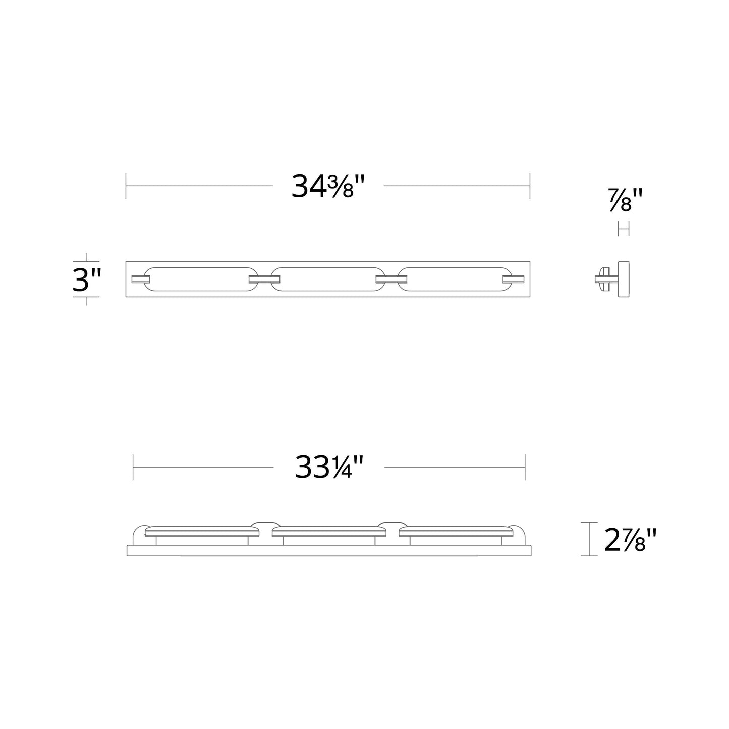 Spectacle LED Bath Wall Light - line drawing.