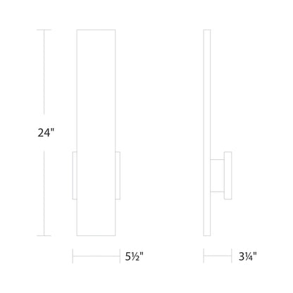 Stag Outdoor LED Wall Light - line drawing.