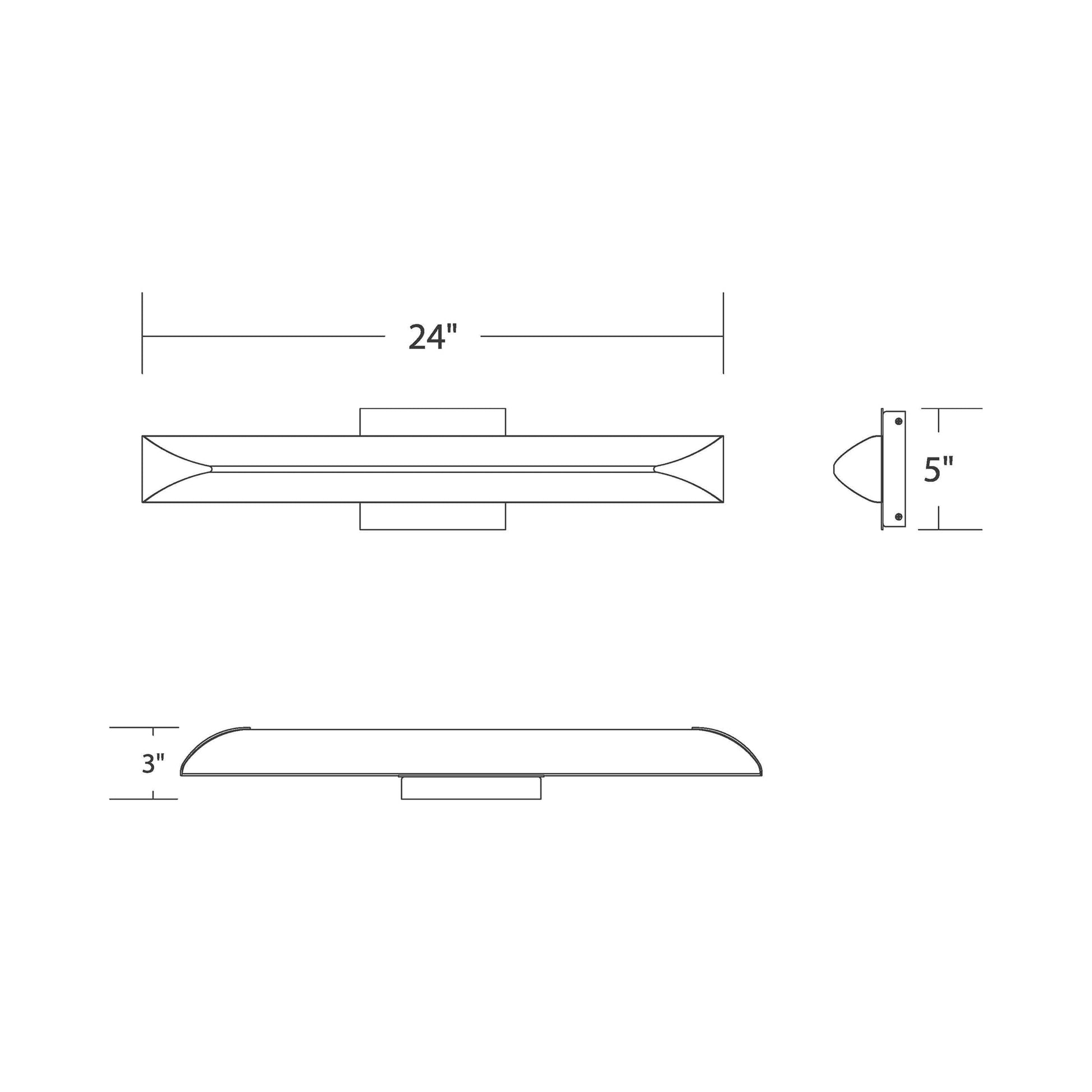 Straitaway LED Bath Wall Light - line drawing.
