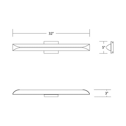 Straitaway LED Bath Wall Light - line drawing.
