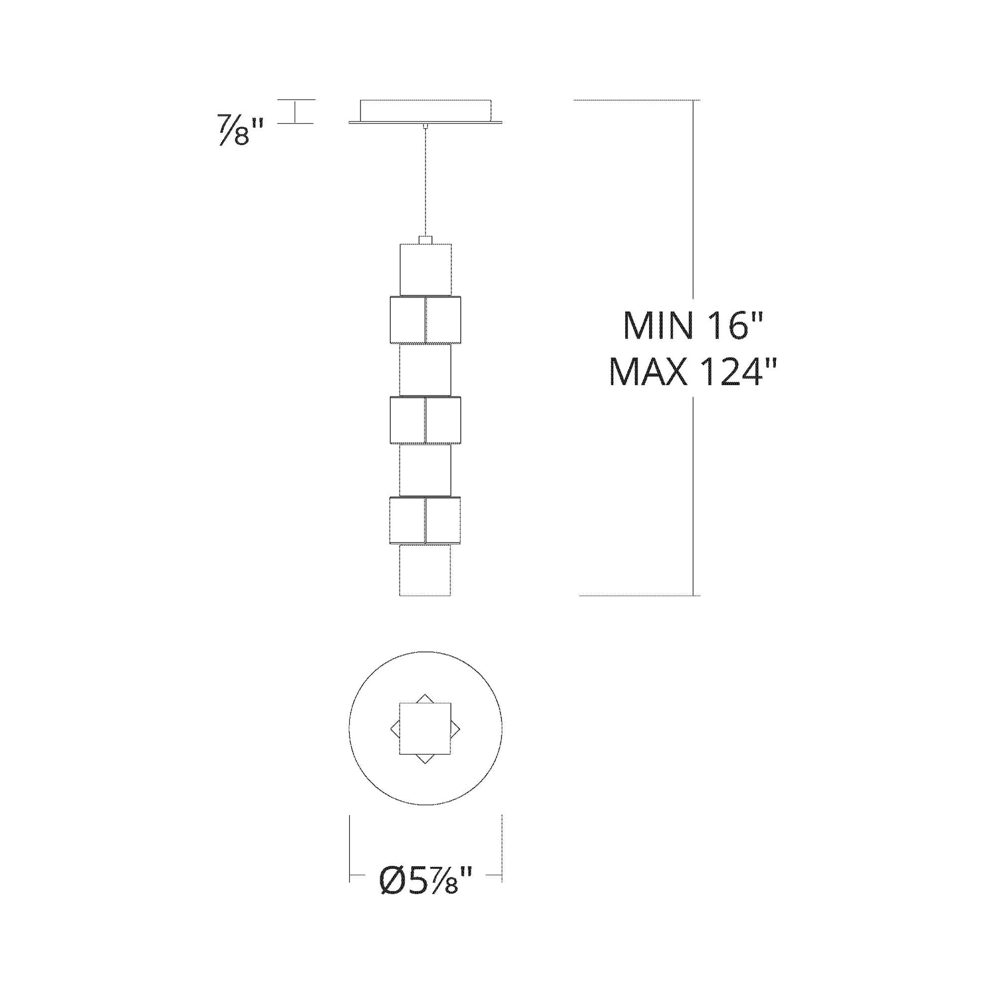 Super Star LED Pendant Light - line drawing.