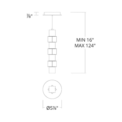 Super Star LED Pendant Light - line drawing.