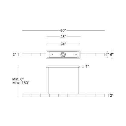 Super Star Linear LED Pendant Light - line drawing.