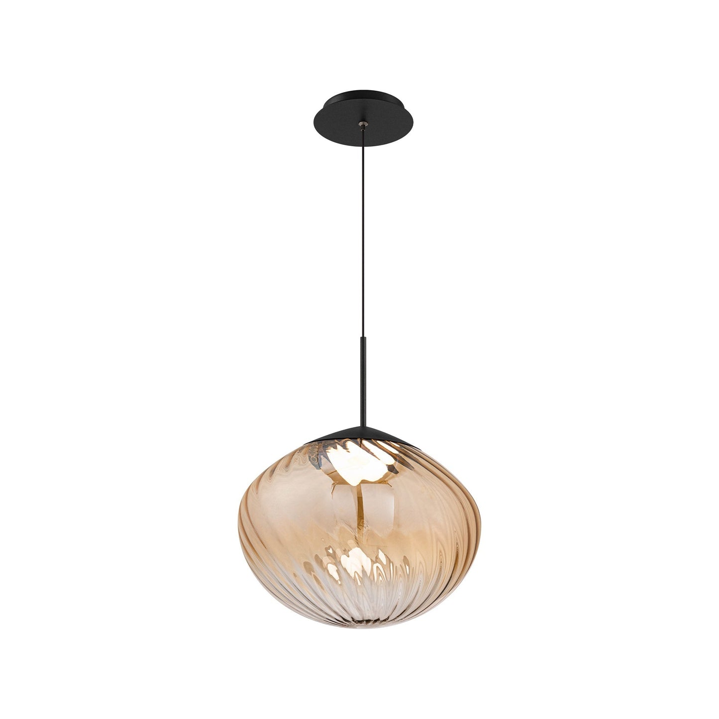 Swayzey LED Pendant Light in Amber Glass (13.88-Inch).