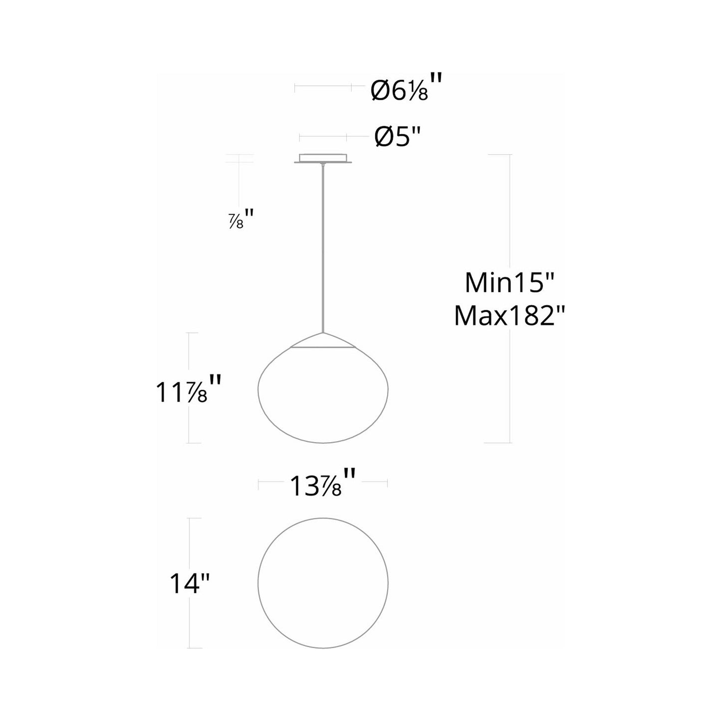 Swayzey LED Pendant Light - line drawing.