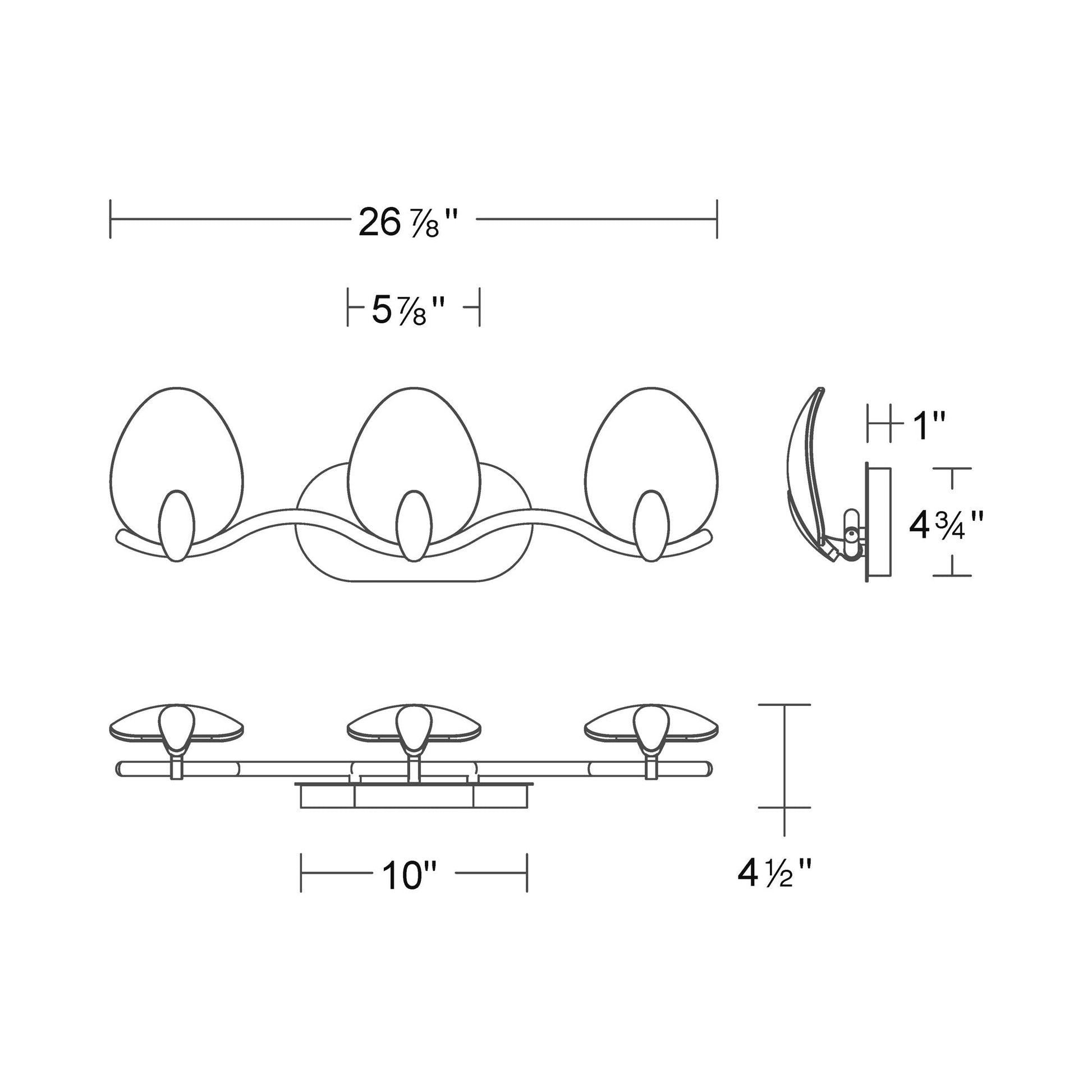 Tressa LED Bath Vanity Light - line drawing.