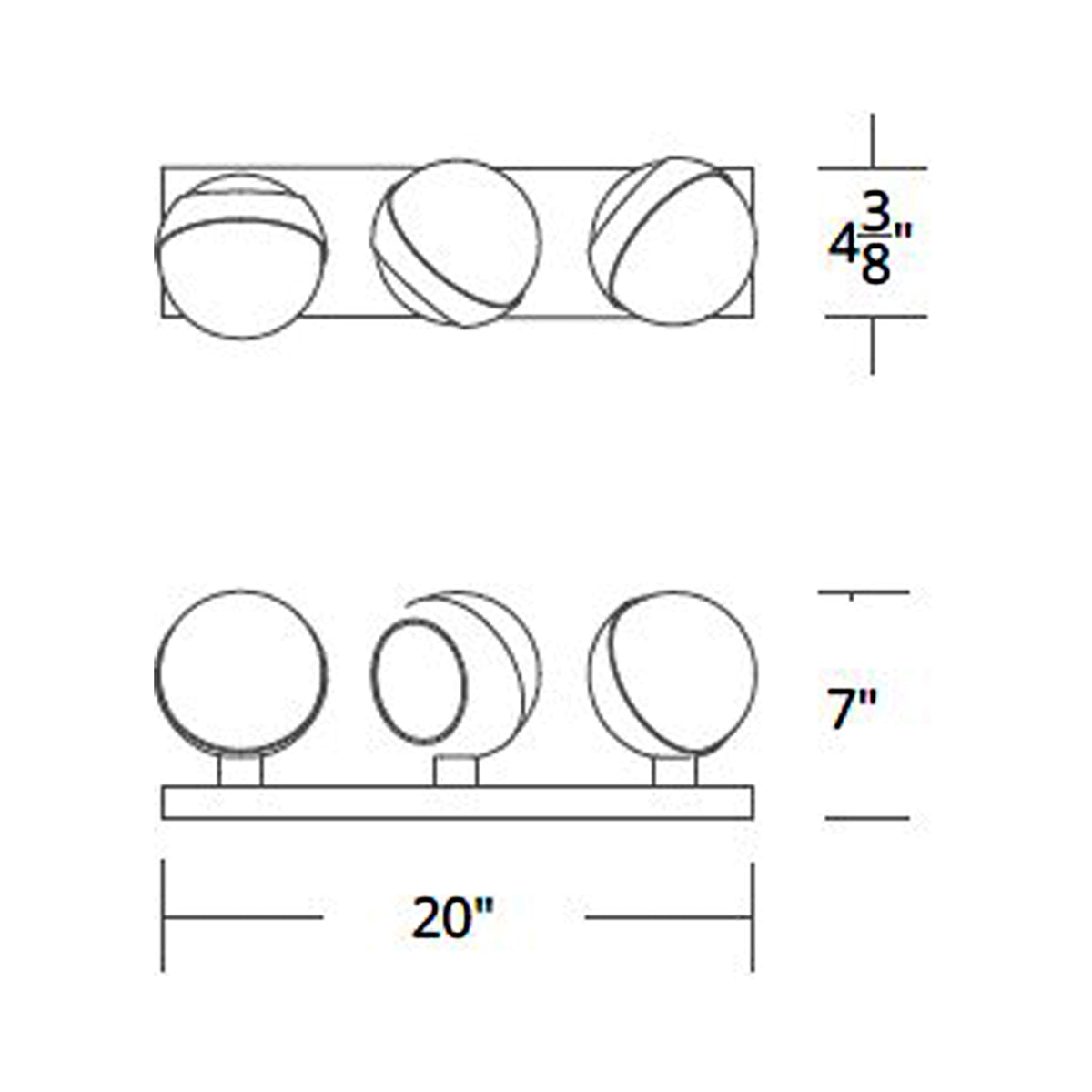 Tripoli LED Bath Wall Light - line drawing.