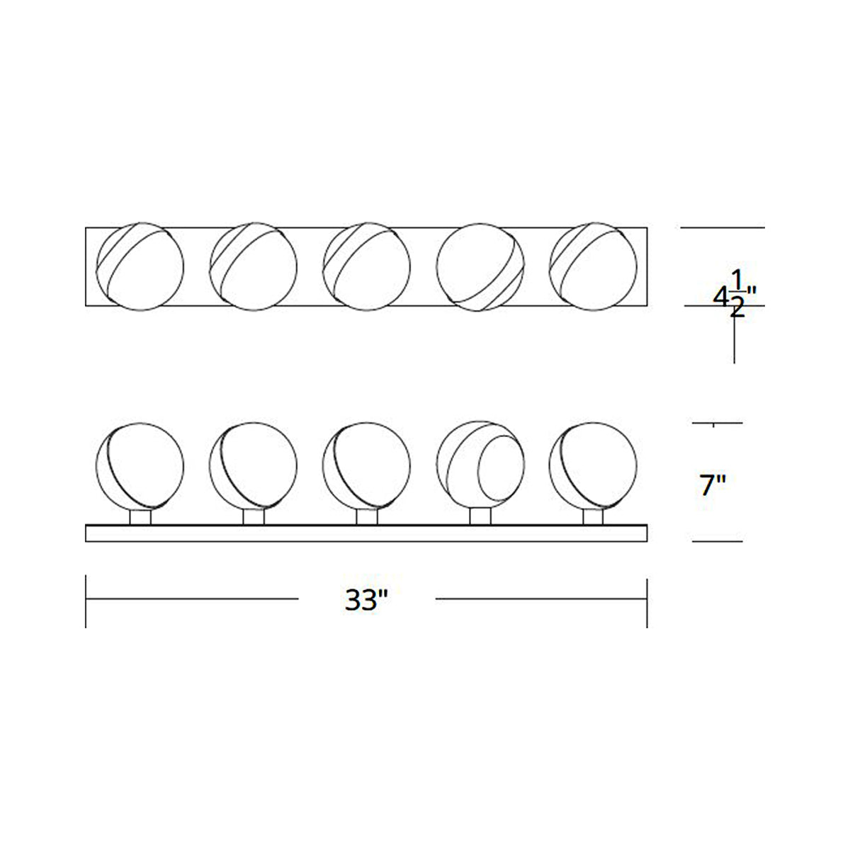 Tripoli LED Bath Wall Light - line drawing.