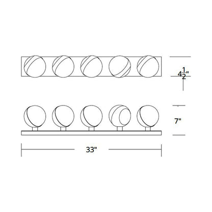 Tripoli LED Bath Wall Light - line drawing.