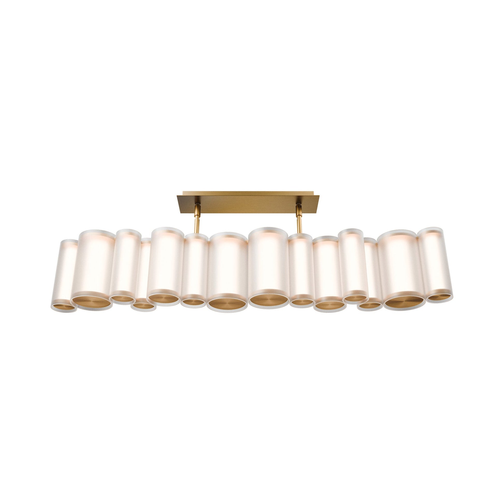 Troop Linear LED Pendant Light in Aged Brass.