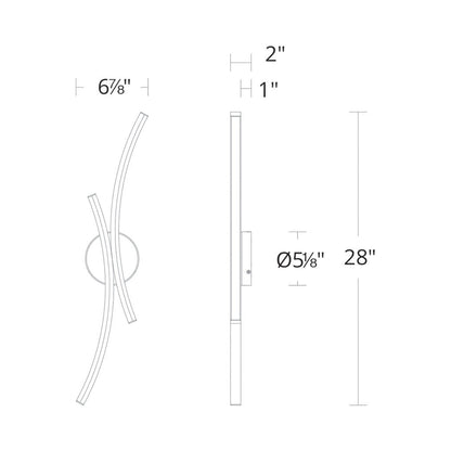 Tusk LED Wall Light - line drawing.