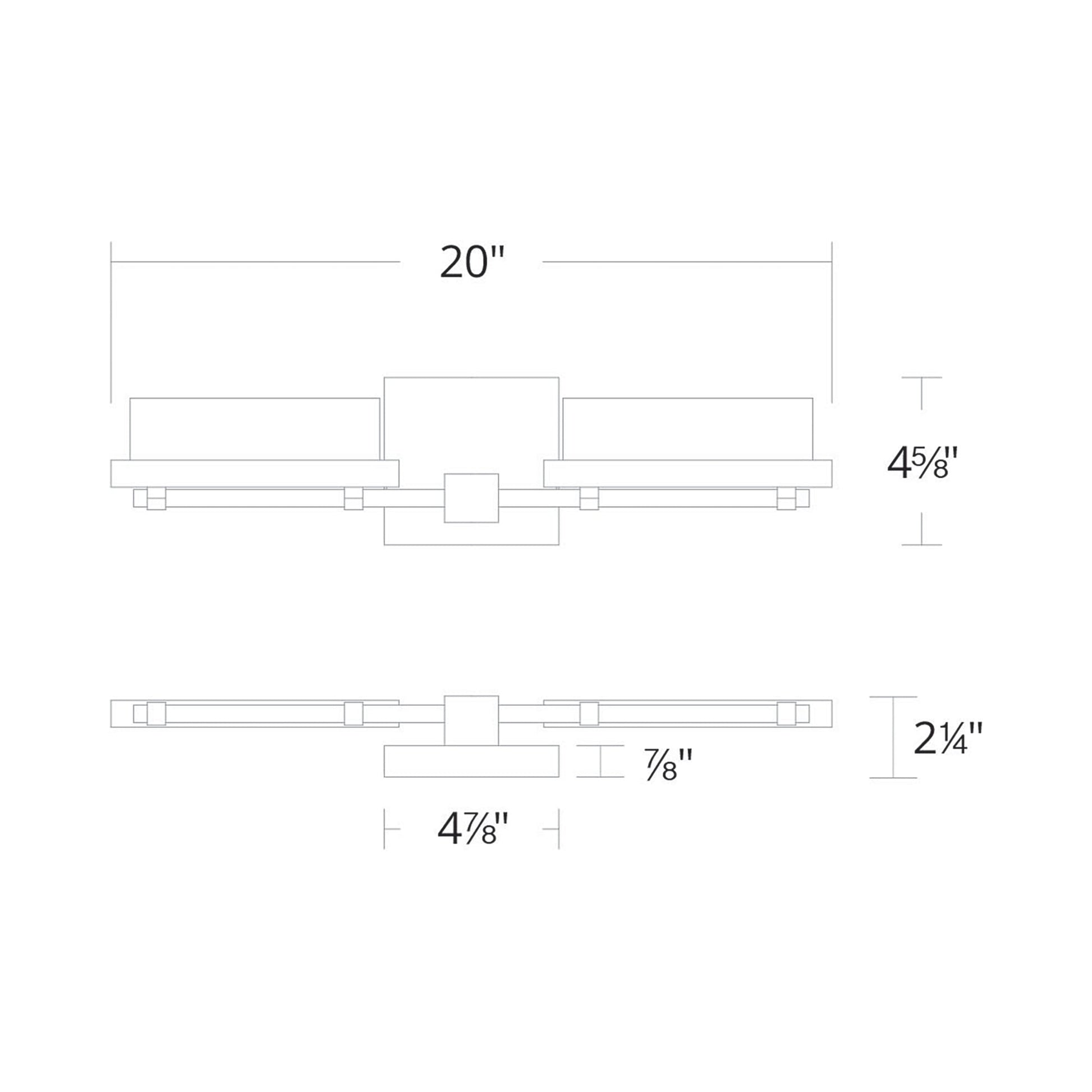 Two Fold LED Bath Wall Light - line drawing.