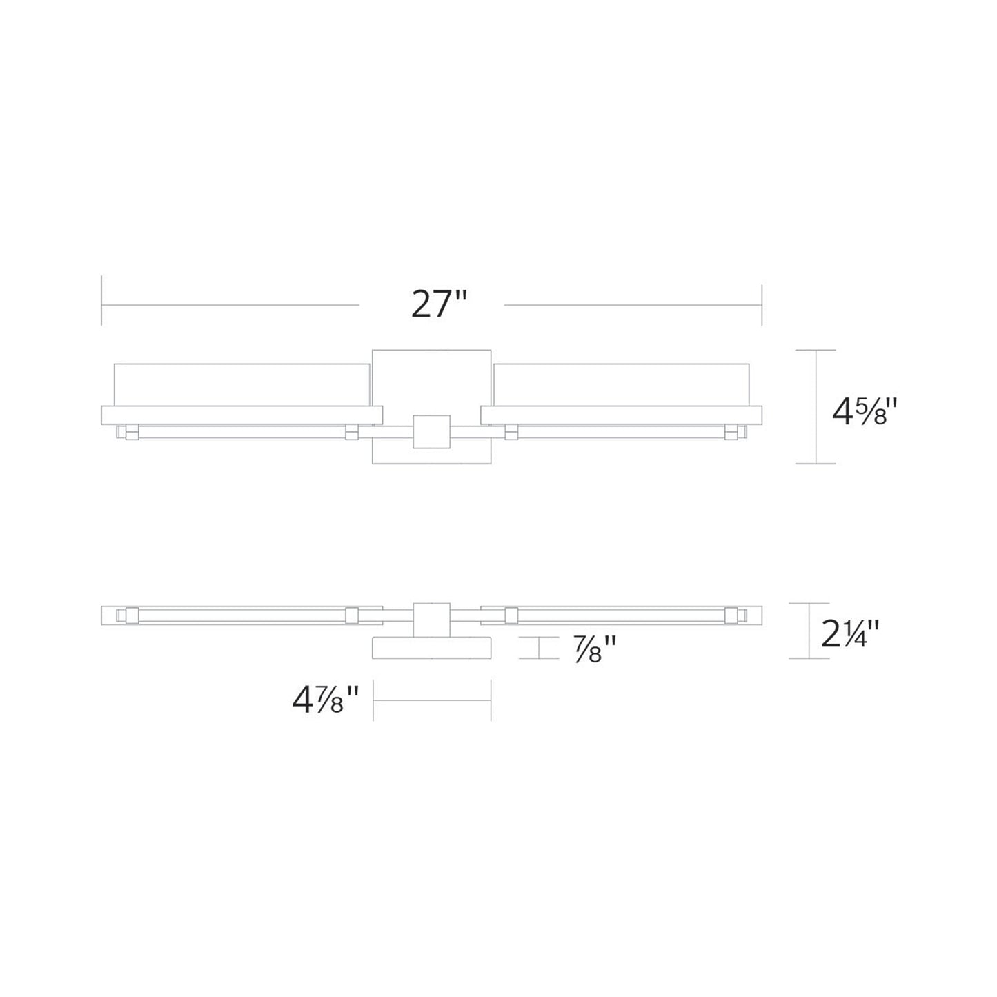 Two Fold LED Bath Wall Light - line drawing.