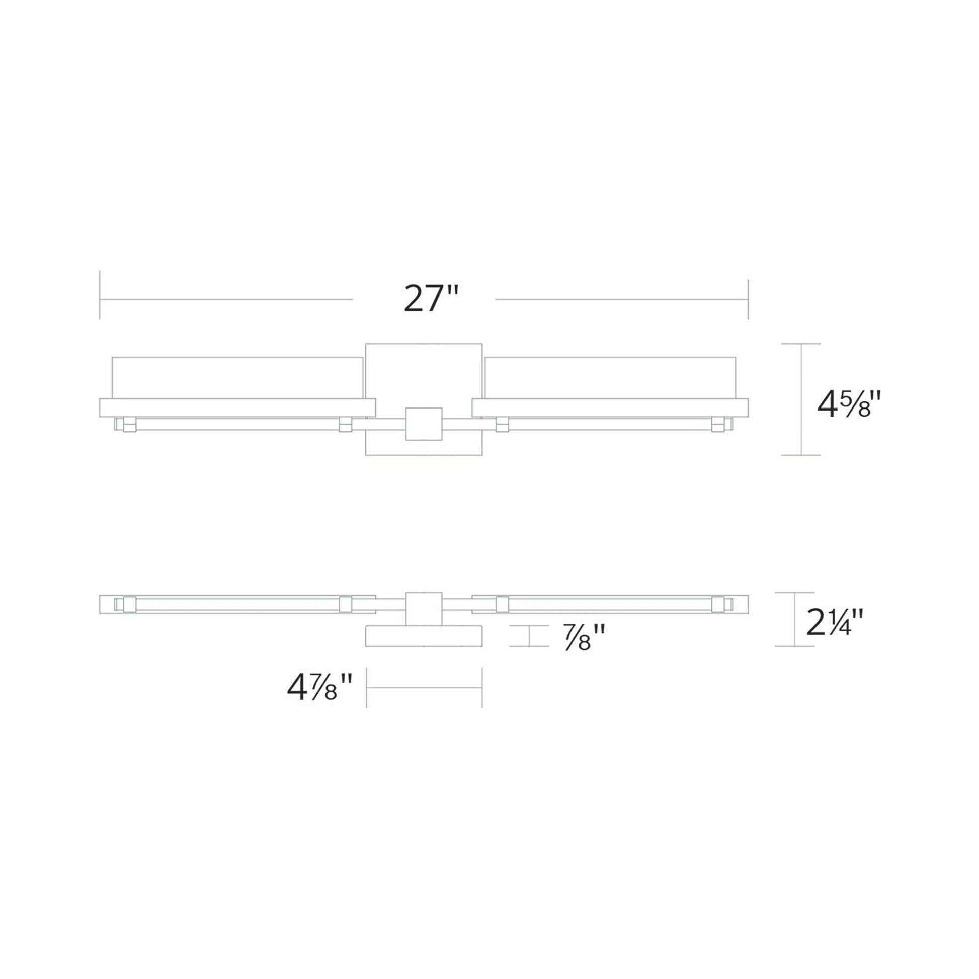 Two Fold LED Bath Wall Light - line drawing.