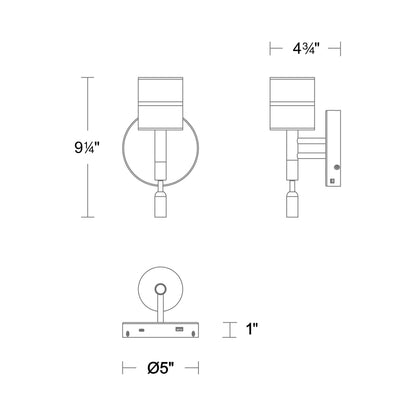 Veer LED Wall Light - line drawing.