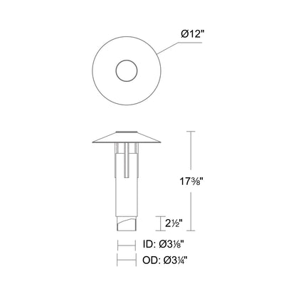 Ventt Outdoor LED Post Light - line drawing.