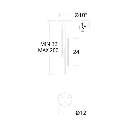 Viggo Round LED Multi Pendant Light - line drawing.