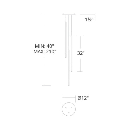 Viggo Round LED Multi Pendant Light - line drawing.