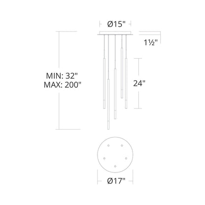 Viggo Round LED Multi Pendant Light - line drawing.