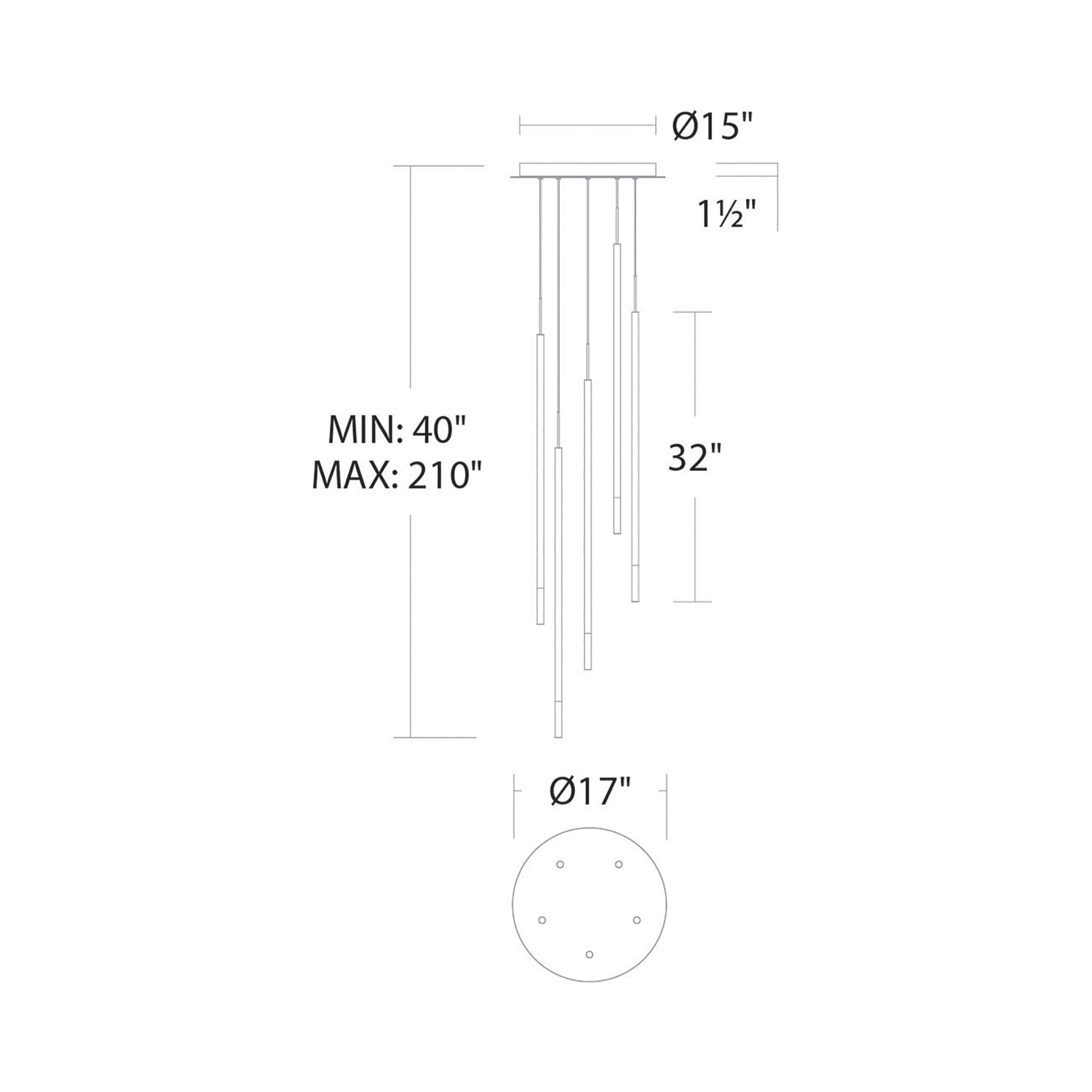 Viggo Round LED Multi Pendant Light - line drawing.