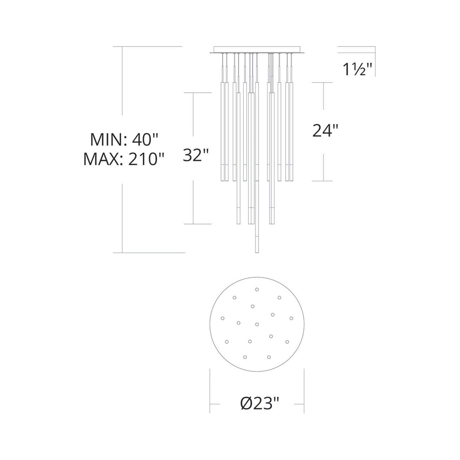 Viggo Round LED Multi Pendant Light - line drawing.