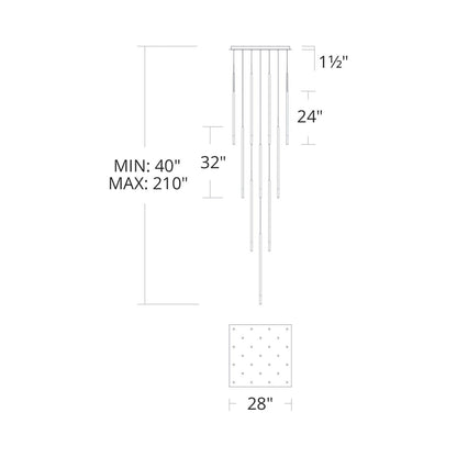 Viggo Square LED Multi Pendant Light - line drawing.