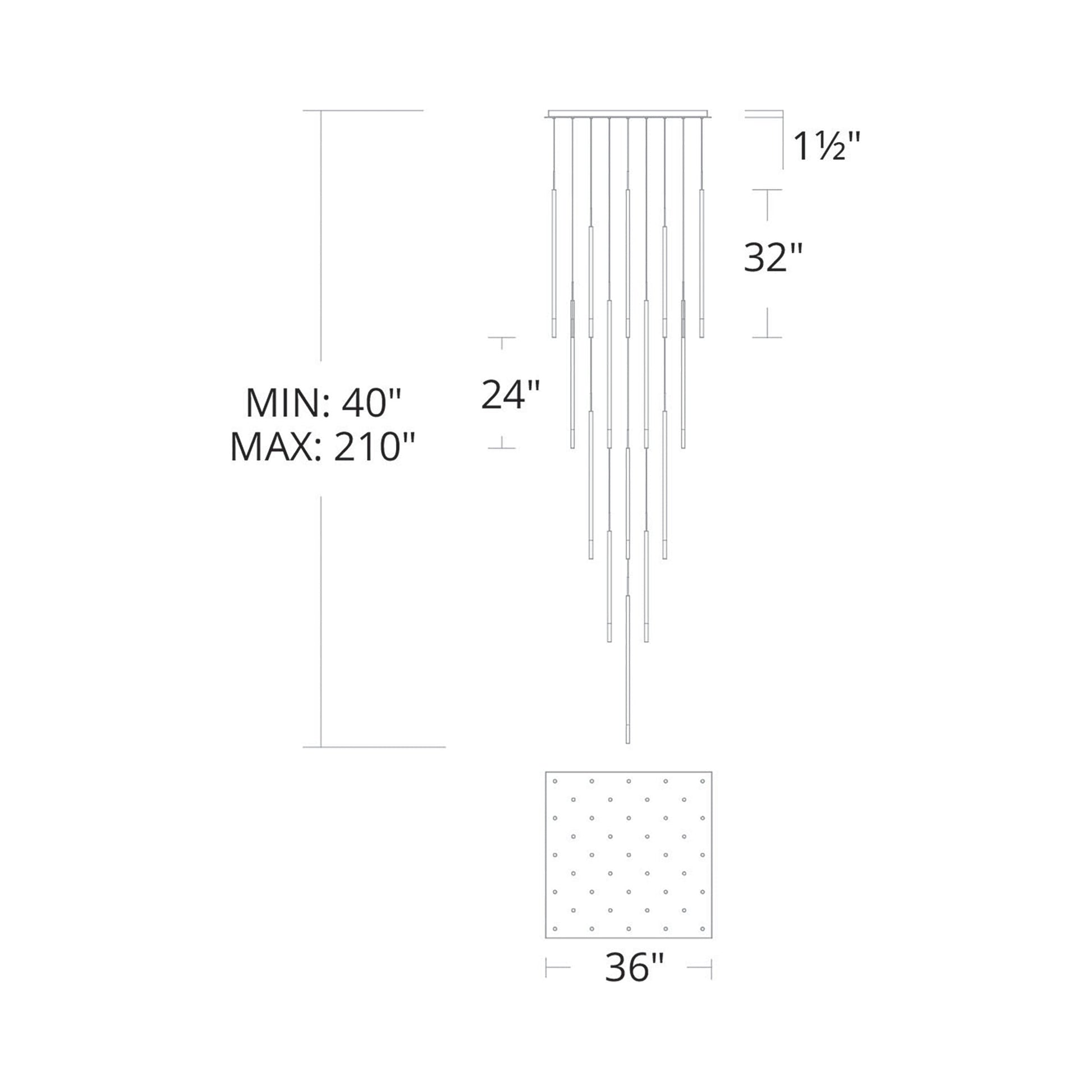 Viggo Square LED Multi Pendant Light - line drawing.