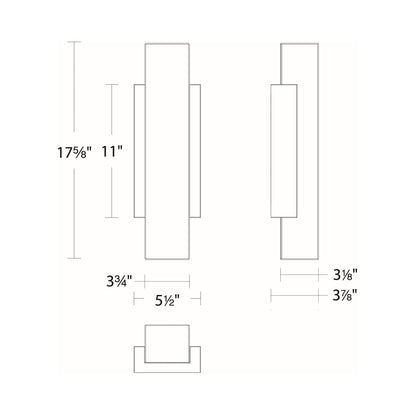 Volga LED Wall Light - line drawing.