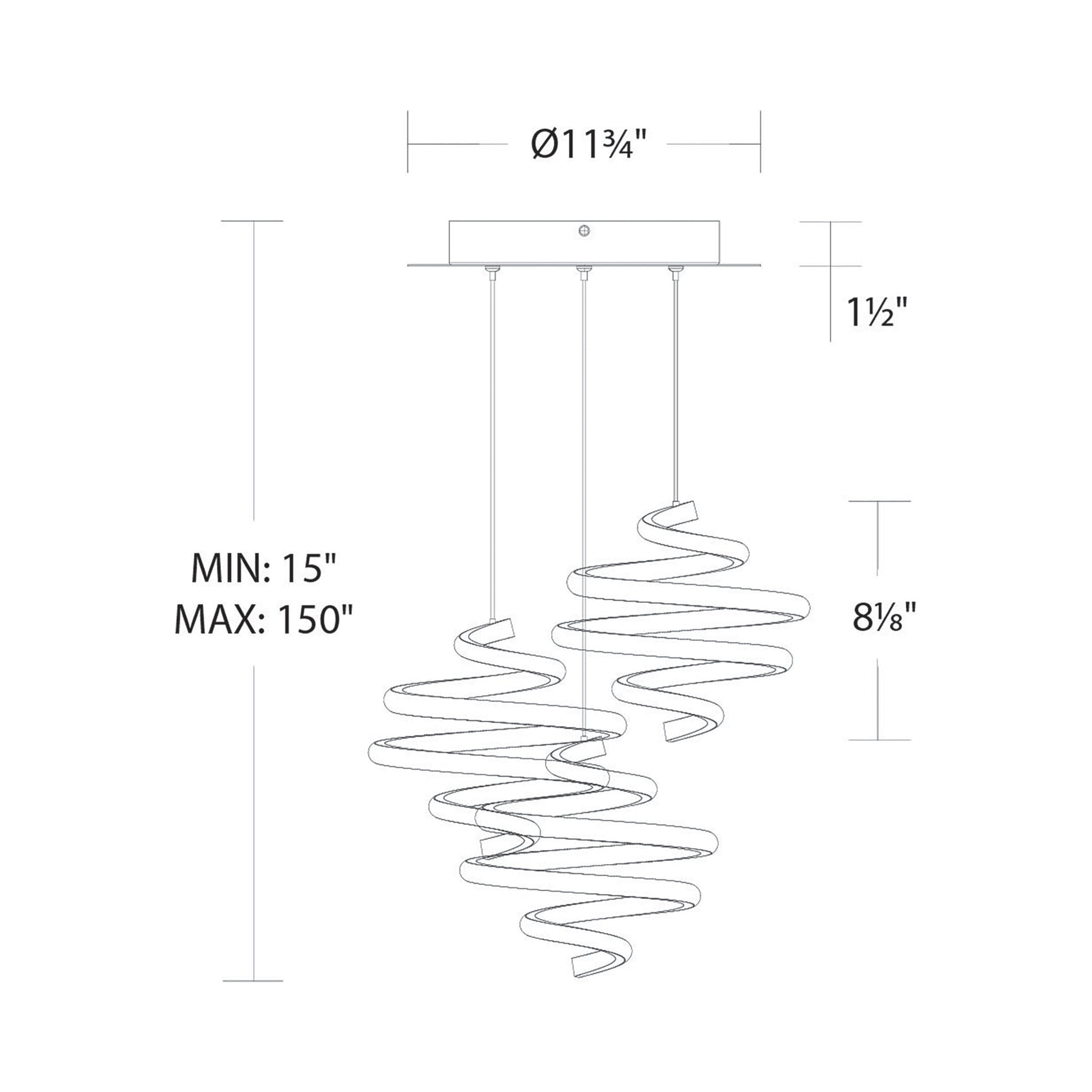 Whirl LED Multi Pendant Light - line drawing.