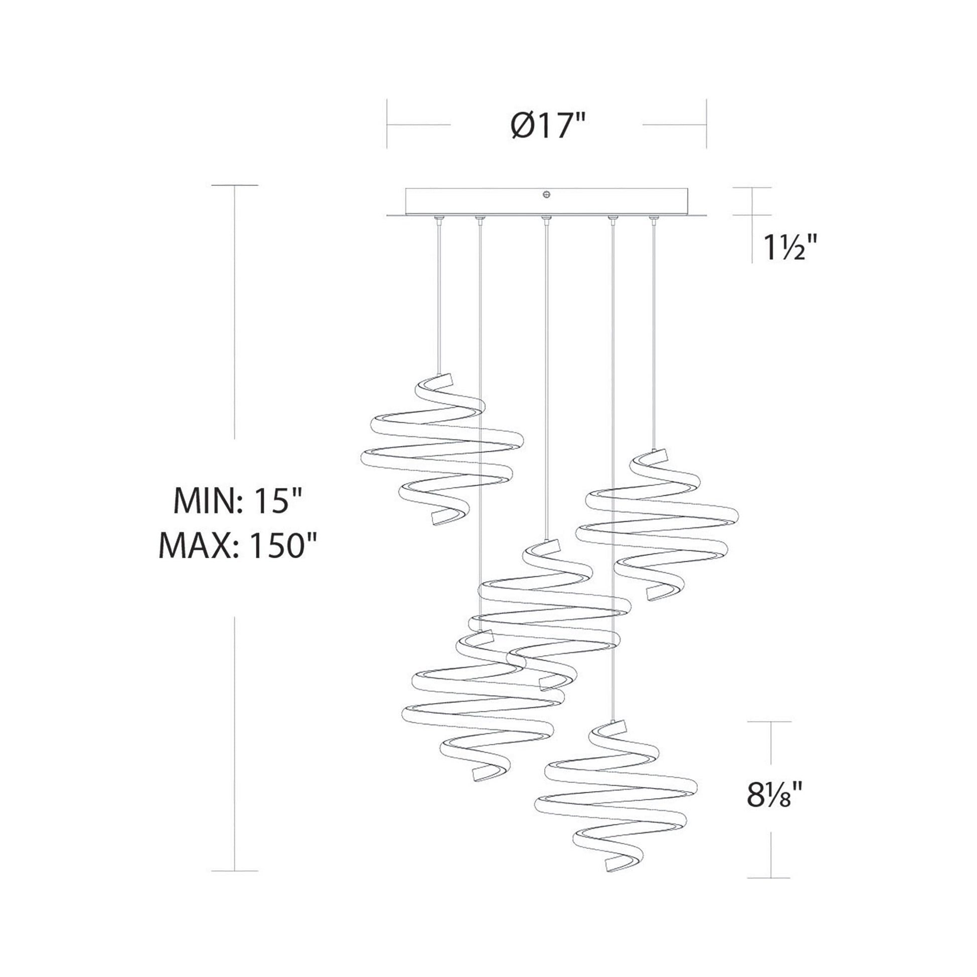 Whirl LED Multi Pendant Light - line drawing.