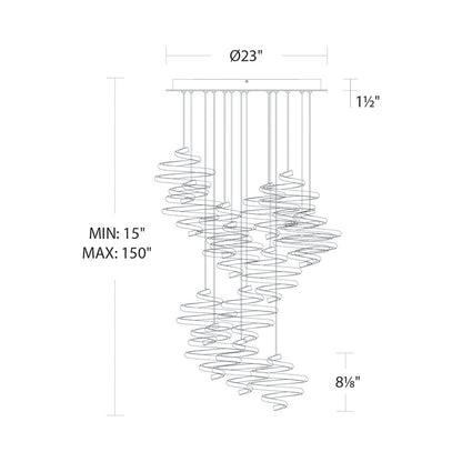 Whirl LED Multi Pendant Light - line drawing.