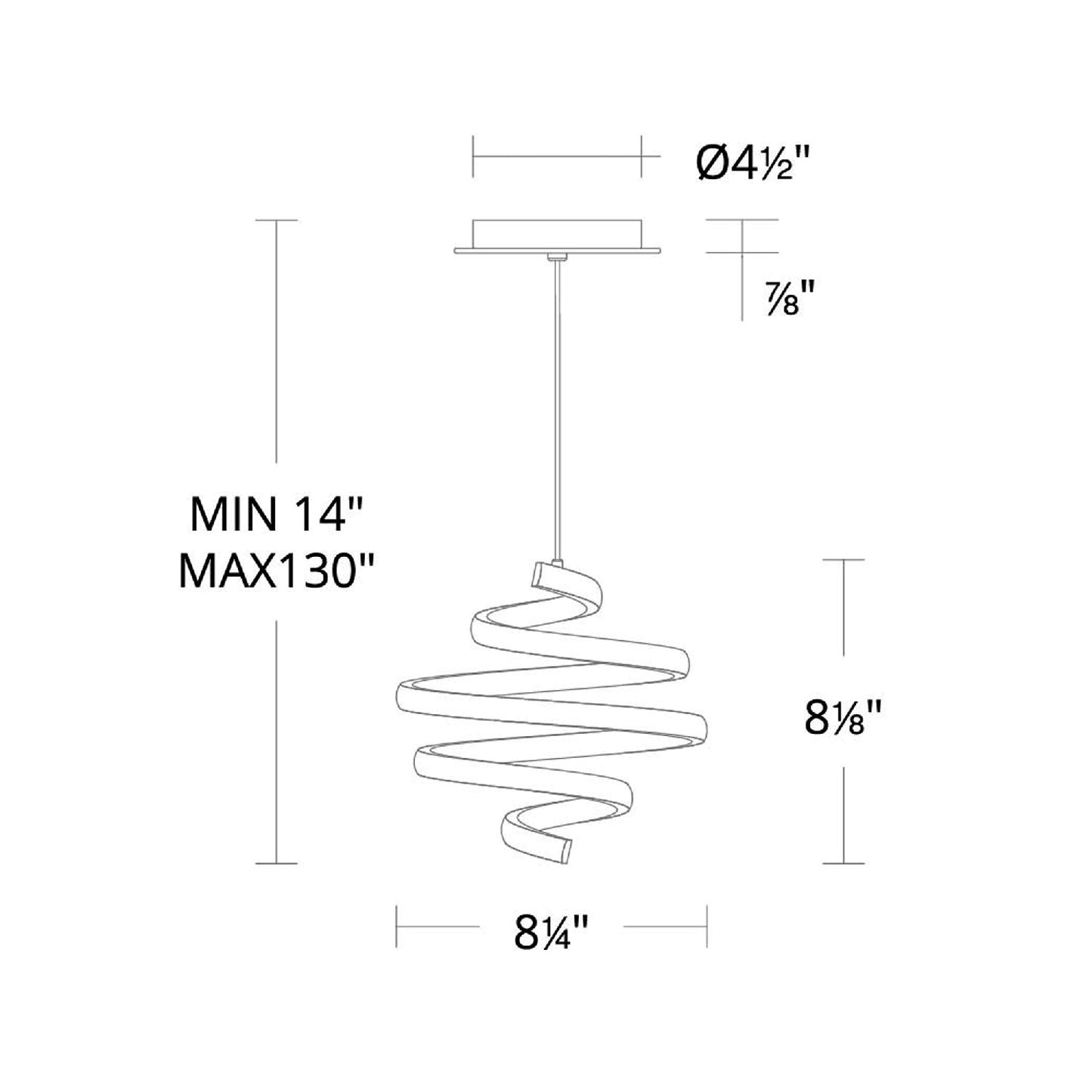 Whirl LED Pendant Light - line drawing.