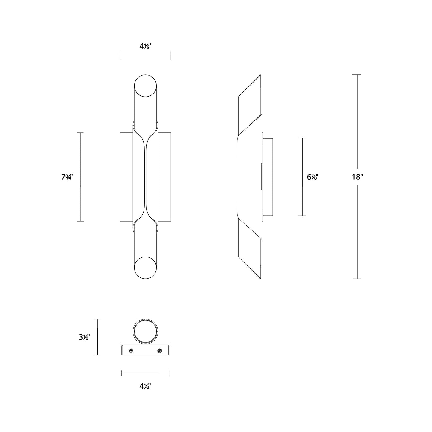 Wrappe LED Wall Light - line drawing.